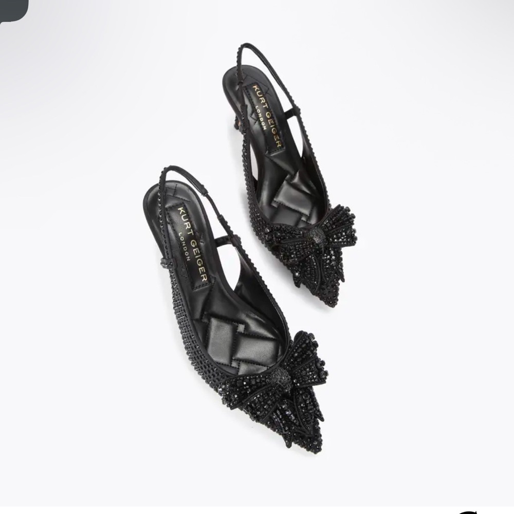 Kurt Geiger Black Beaded Bow Heels